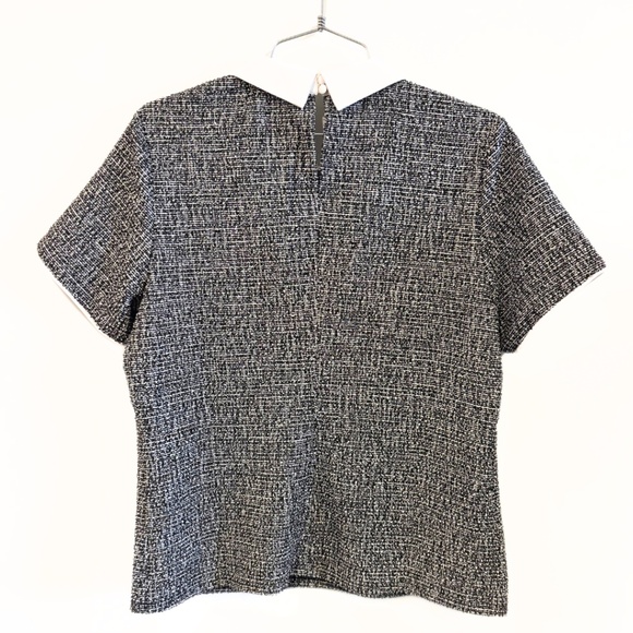 RW&CO. Short-Sleeve Top with Shirt Collar Black and White Size L - Picture 7 of 9